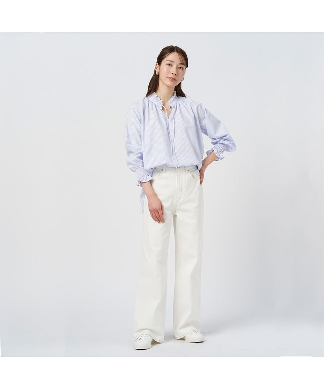 Pitta Re:) 【Pitta Re:)】 Ruffled collar raglan long sleeve blouse