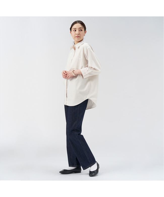 ピッタリ Pitta Re:) 【Pitta Re:)】 イージーケアワイドシャツ 八分袖 カジュアルシャツ