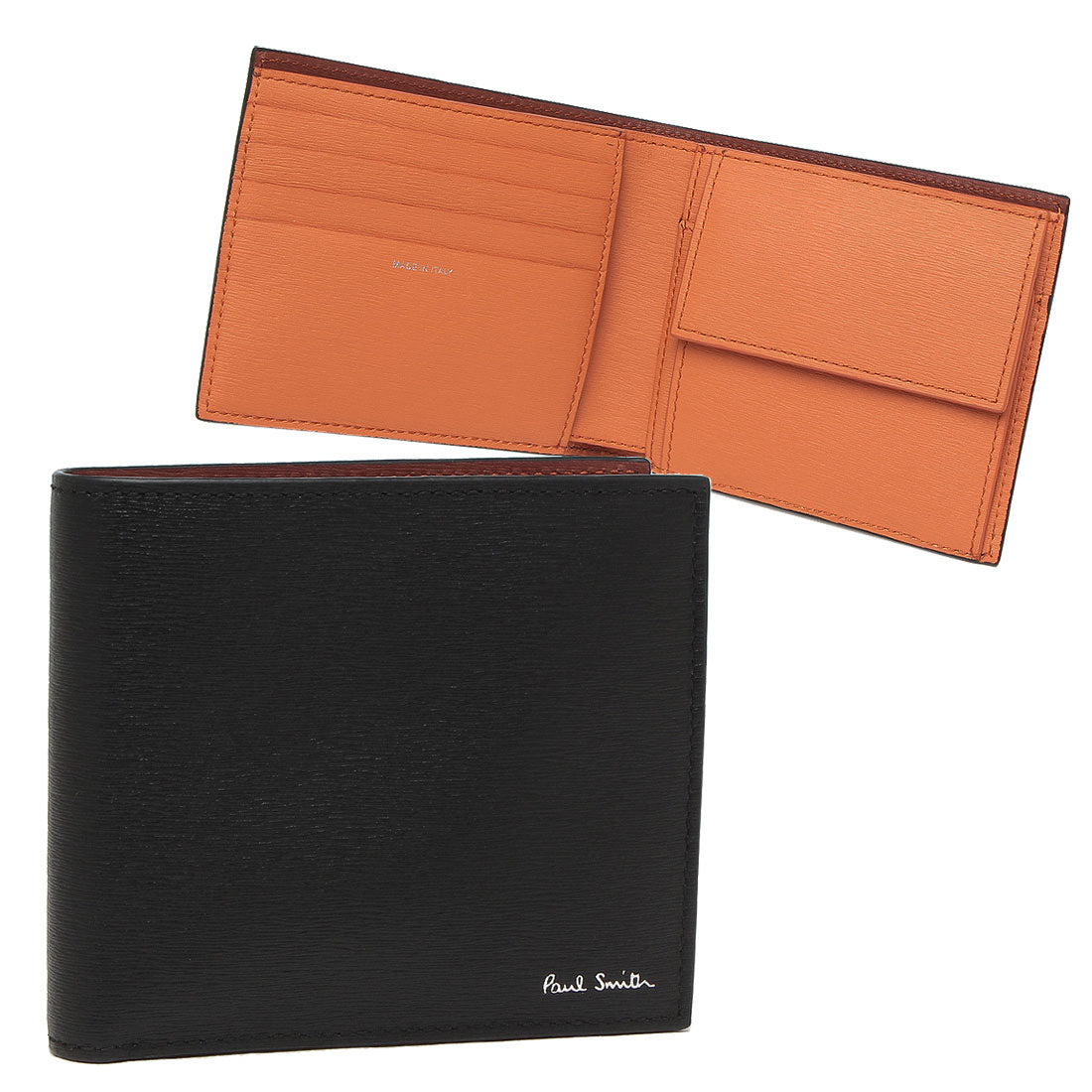 ポールスミス Paul Smith 二つ折り財布 マルチストライプ ブラック オレンジ メンズ Paul Smith M1A4833X HSTRGS 79,BLACK ORANGE