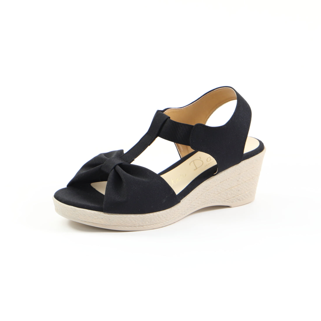 Partier d'abord Ladies Sandals Ribbon Design Wedge Sandals Strap Sandals 6cm Heel Lightweight Made in Japan 92556