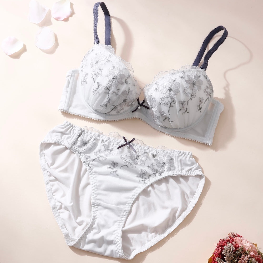 パリーゼ Palissee 【EFカップ】アムールブロッサムブラ＆ショーツ ナイスフィットシリーズ【返品不可商品】 （グレー） グレー