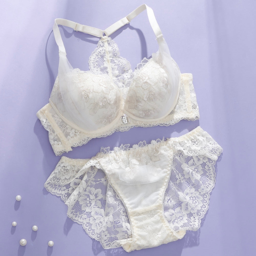 パリーゼ Palissee 【脇高】フロントホックブラ＆バックレースショーツ【返品不可商品】 （アイボリー） アイボリー
