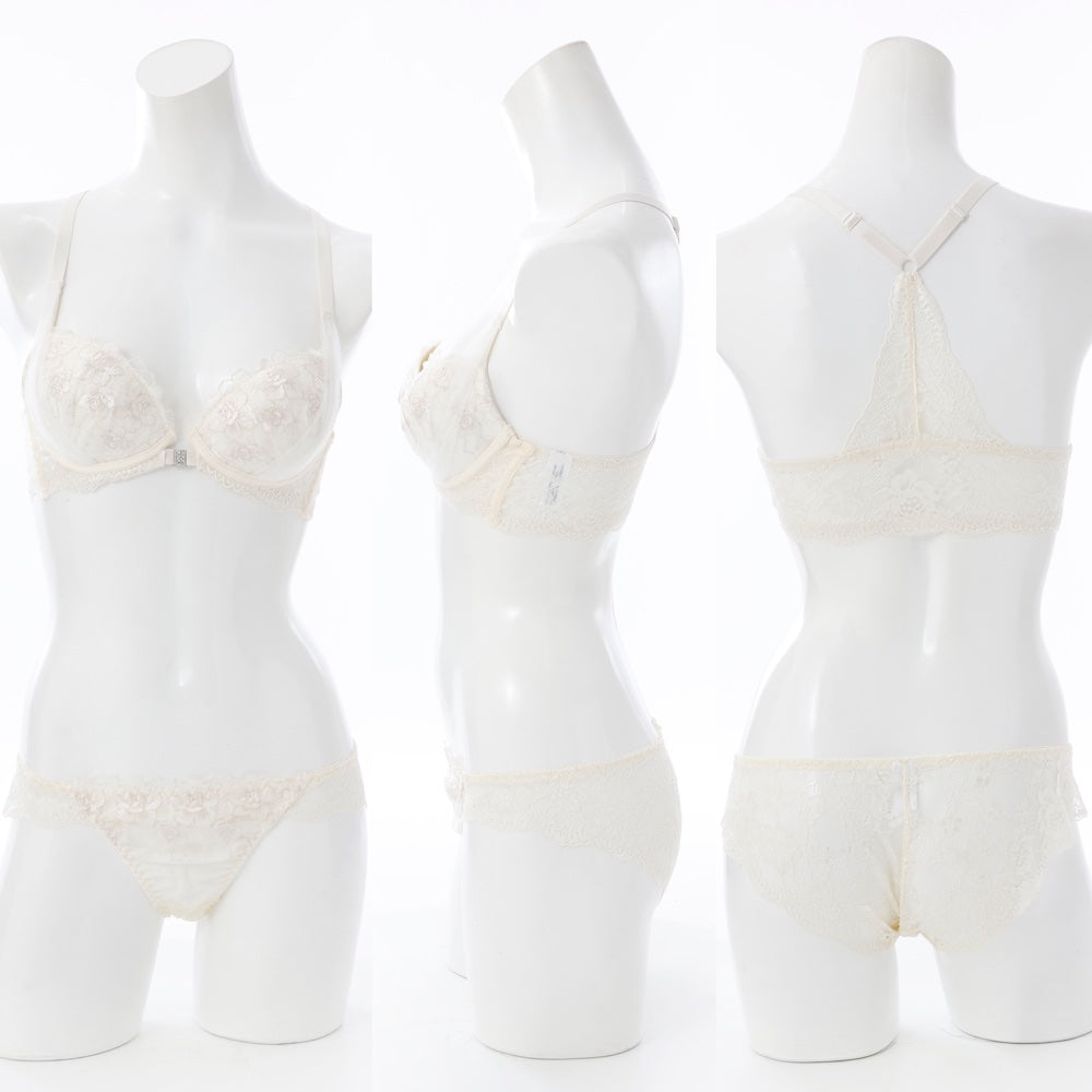 パリーゼ Palissee 【脇高】フロントホックブラ＆バックレースショーツ【返品不可商品】 （アイボリー） アイボリー