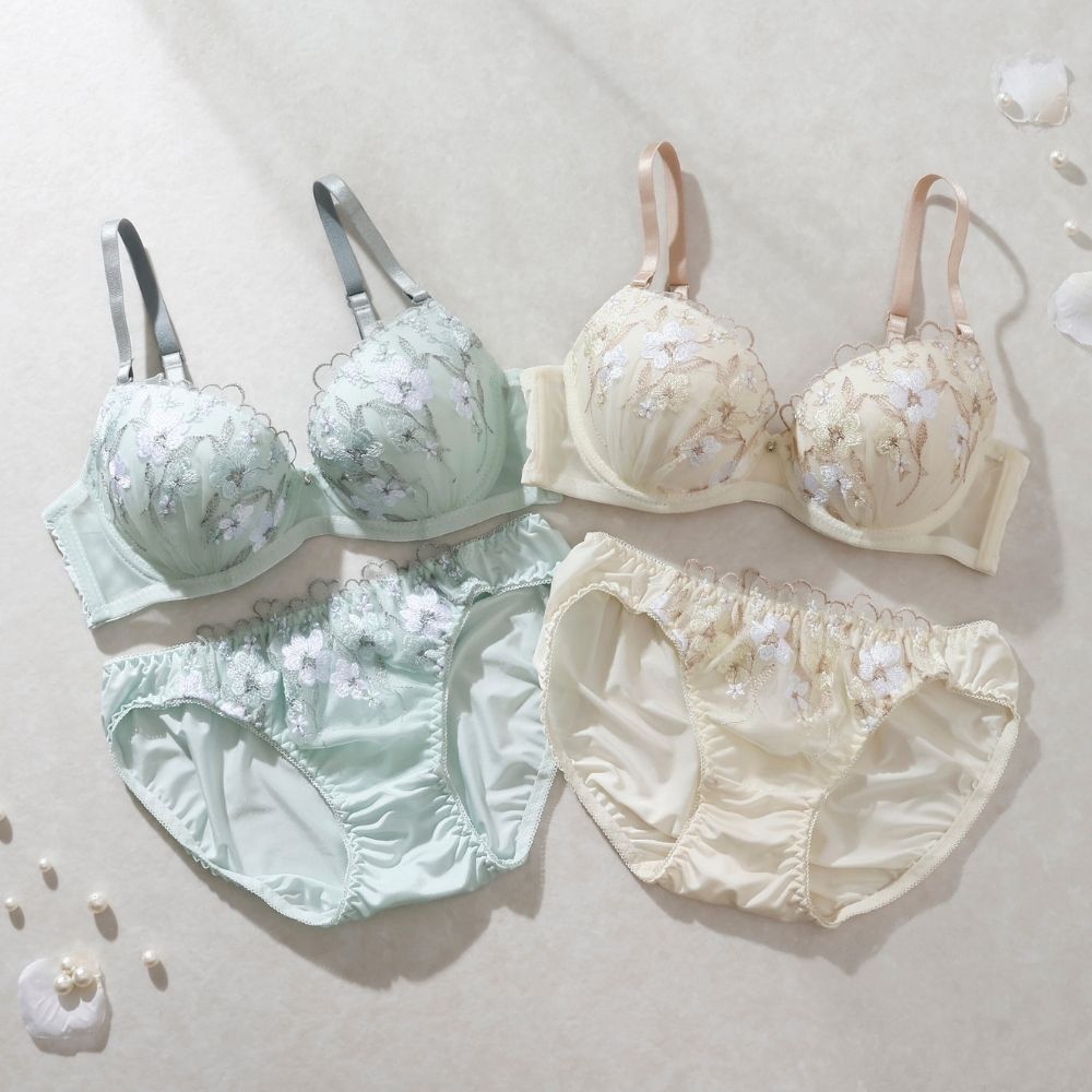 パリーゼ Palissee 【EFカップ】ナチュラルフラワー3/4モールドカップブラ＆ショーツ【返品不可商品】 （ミント） ミント
