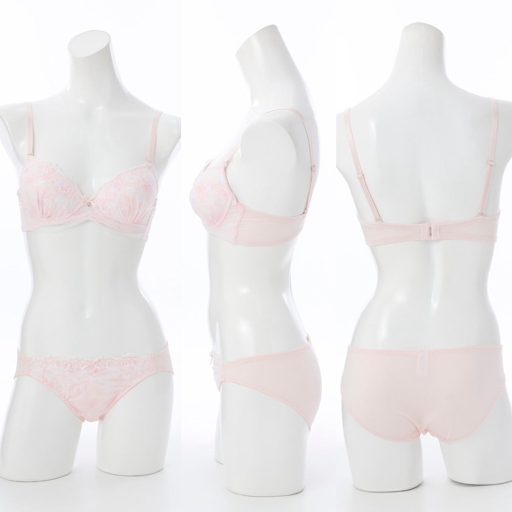 パリーゼ Palissee パステルフルールチュール3/4モールドカップブラ＆ショーツ【返品不可商品】 （ピンク） ピンク