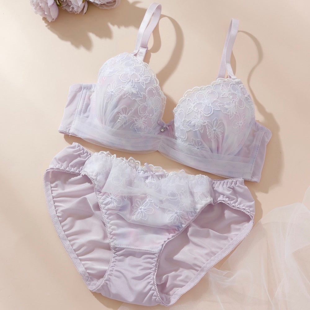 パリーゼ Palissee パステルフルールチュール3/4モールドカップブラ＆ショーツ【返品不可商品】 （パープル） パープル