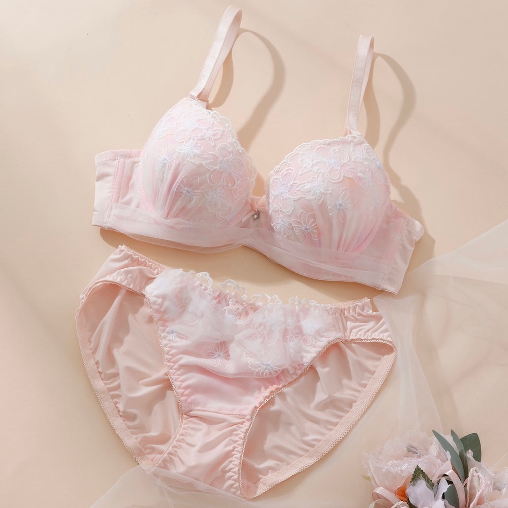 パリーゼ Palissee 【EFカップ】パステルフルールチュール3/4モールドカップブラ＆ショーツ【返品不可商品】 （ピンク） ピンク