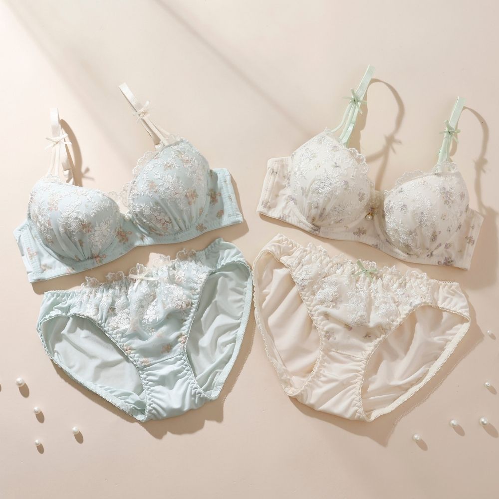 パリーゼ Palissee レトロプティフラワー3/4モールドカップブラ＆ショーツ【返品不可商品】 （アイボリー） アイボリー