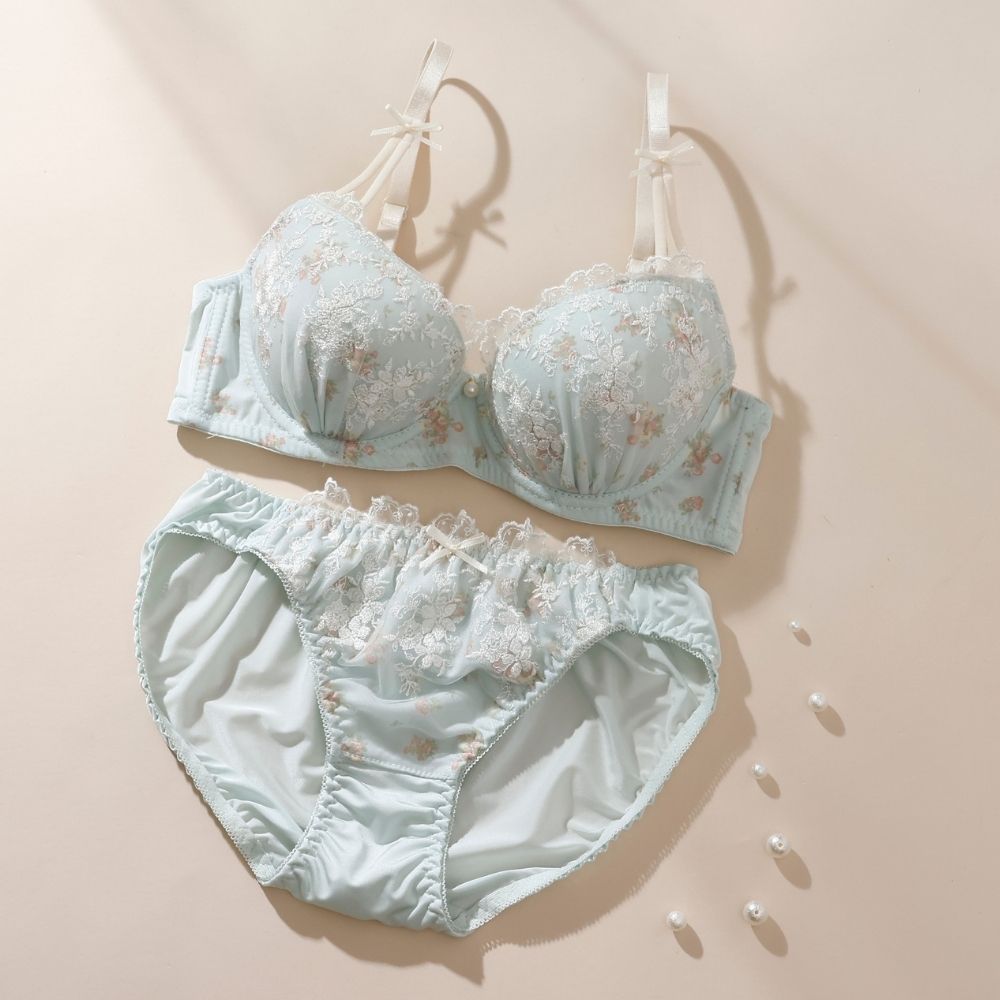 パリーゼ Palissee レトロプティフラワー3/4モールドカップブラ＆ショーツ【返品不可商品】 （ミント） ミント