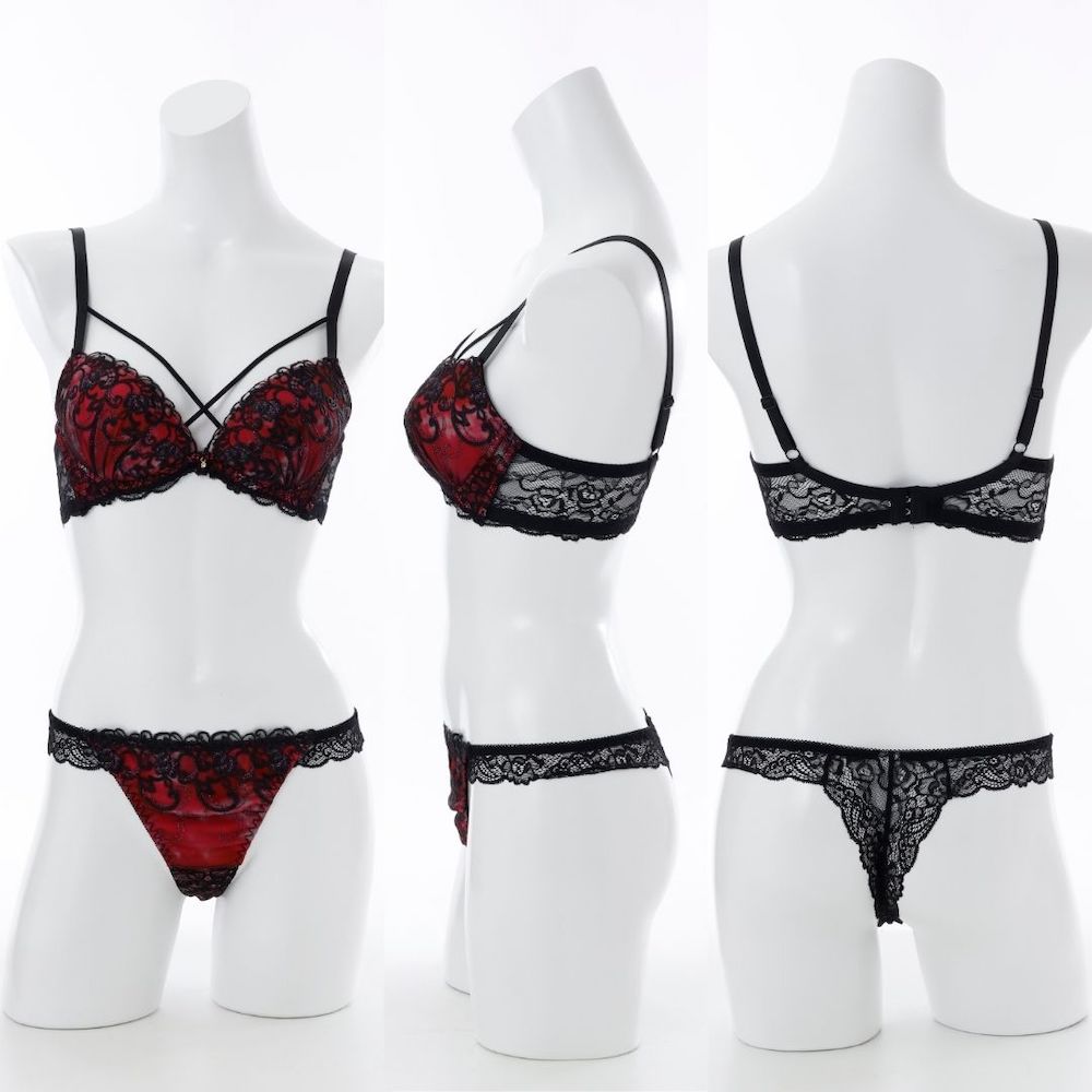 パリーゼ Palissee 【脇高】ヴェルヴェットアイヴィブラ＆バックレースTバック  【返品不可商品】 （レッド） レッド