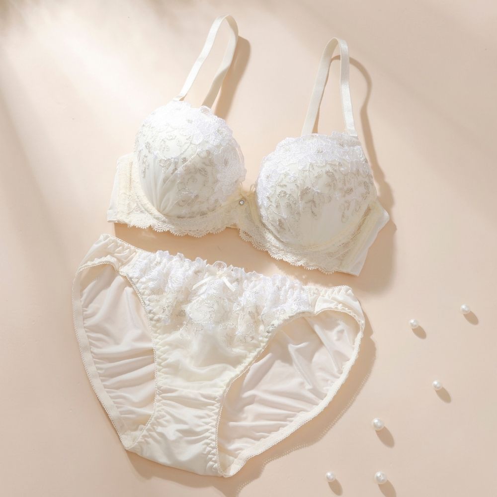パリーゼ Palissee シャイニーフルール3/4モールドカップブラ＆ショーツ【返品不可商品】 （アイボリー） アイボリー