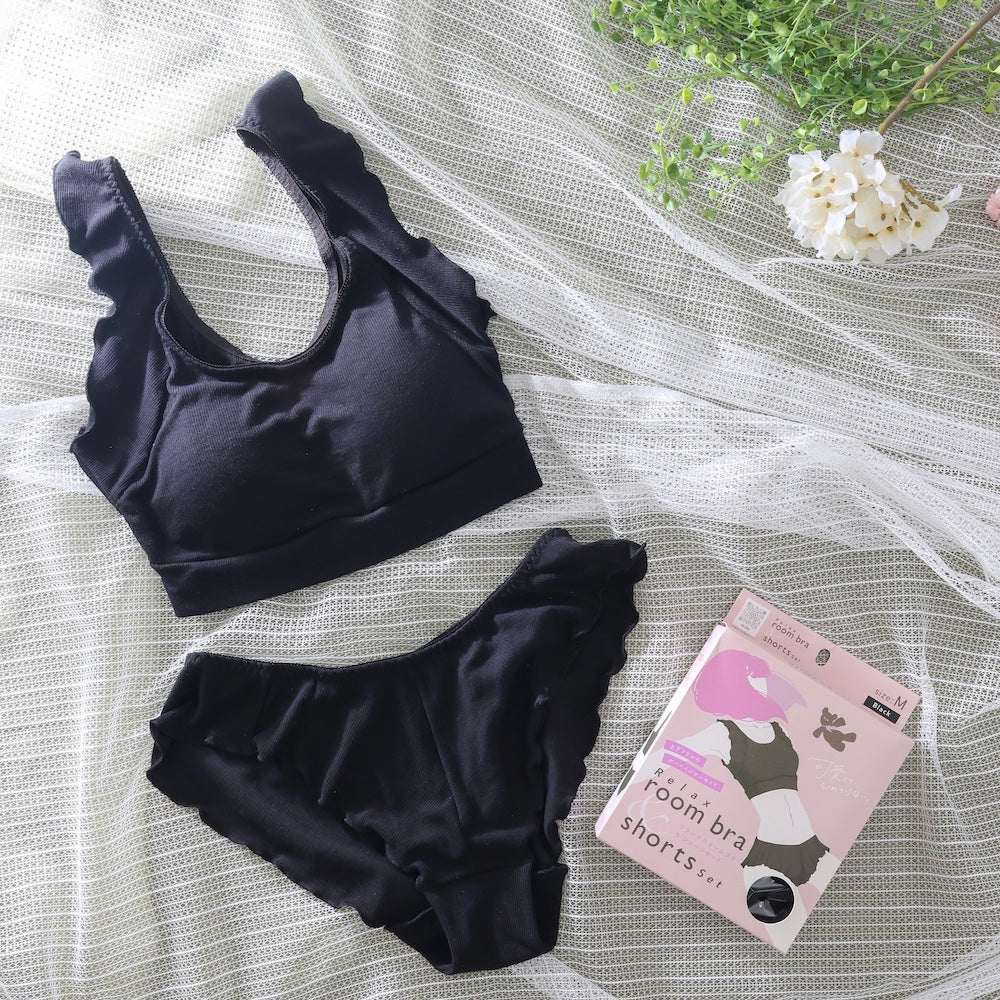 "Palissee" Cute and non-restrictive. Relaxed inner non-wire bra & shorts set [Non-returnable item]