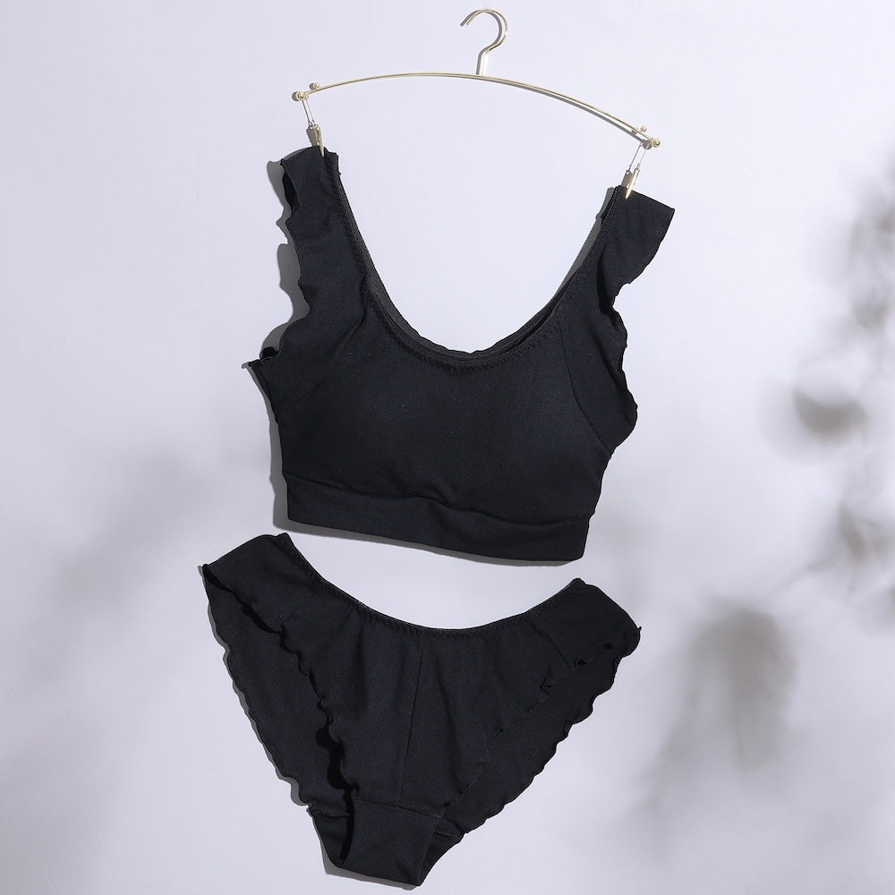 "Palissee" Cute and non-restrictive. Relaxed inner non-wire bra & shorts set [Non-returnable item]
