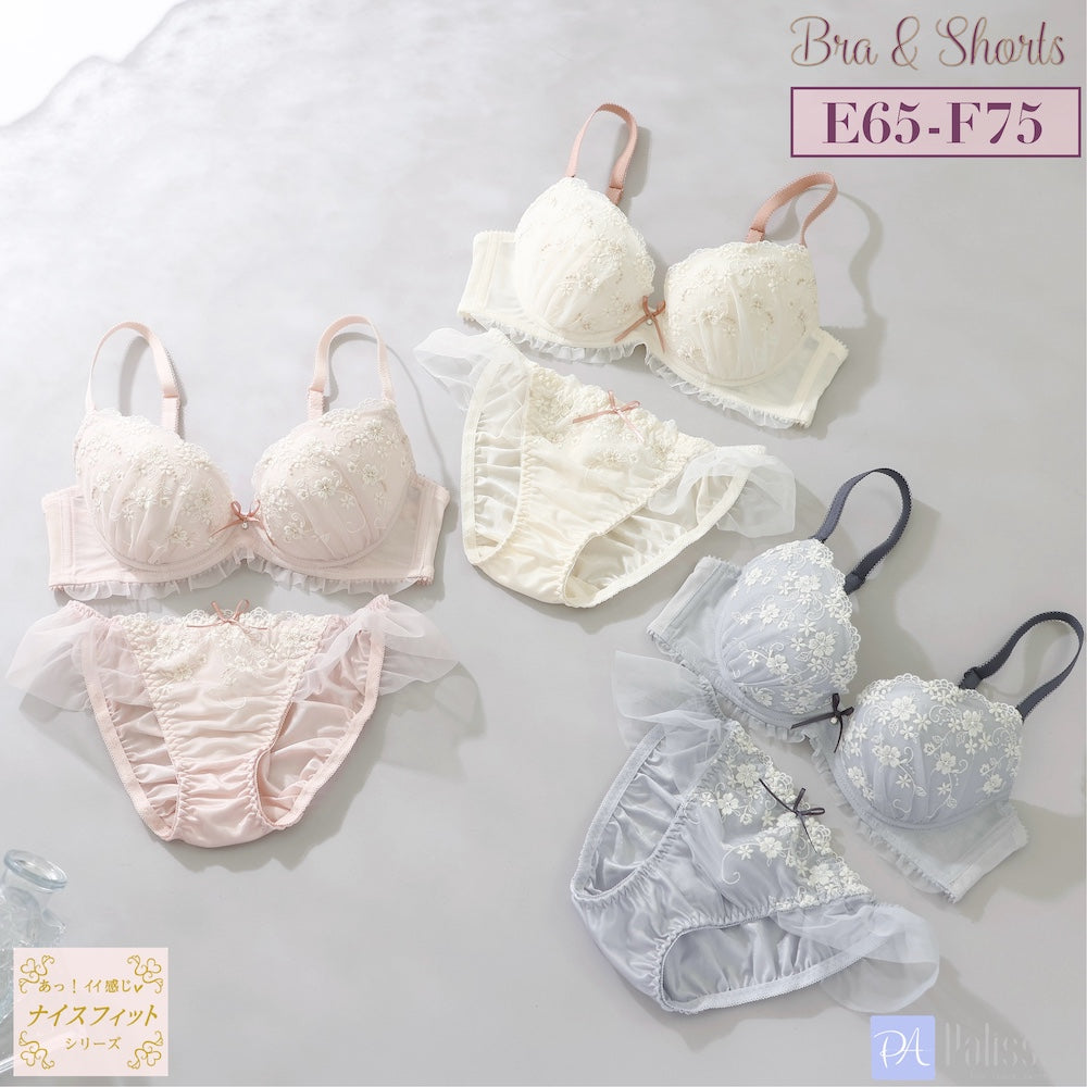 パリーゼ Palissee 【EFカップ】フラワーアンジュ3/4カップブラ＆ショーツ 【返品不可商品】 （グレー） グレー