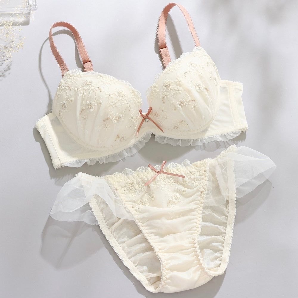 パリーゼ Palissee 【EFカップ】フラワーアンジュ3/4カップブラ＆ショーツ 【返品不可商品】 （アイボリー） アイボリー