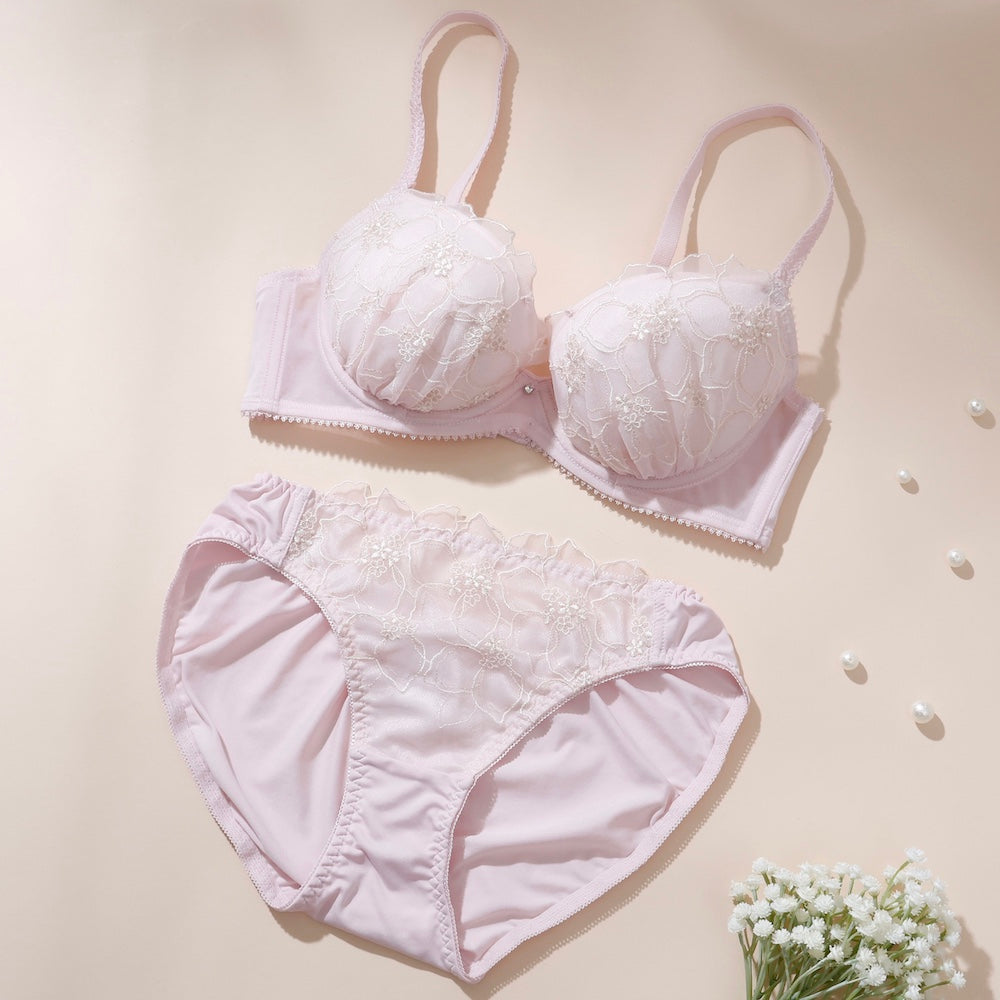 パリーゼ Palissee ペールフローラル3/4カップブラ＆ショーツ 【返品不可商品】 （ピンク） ピンク