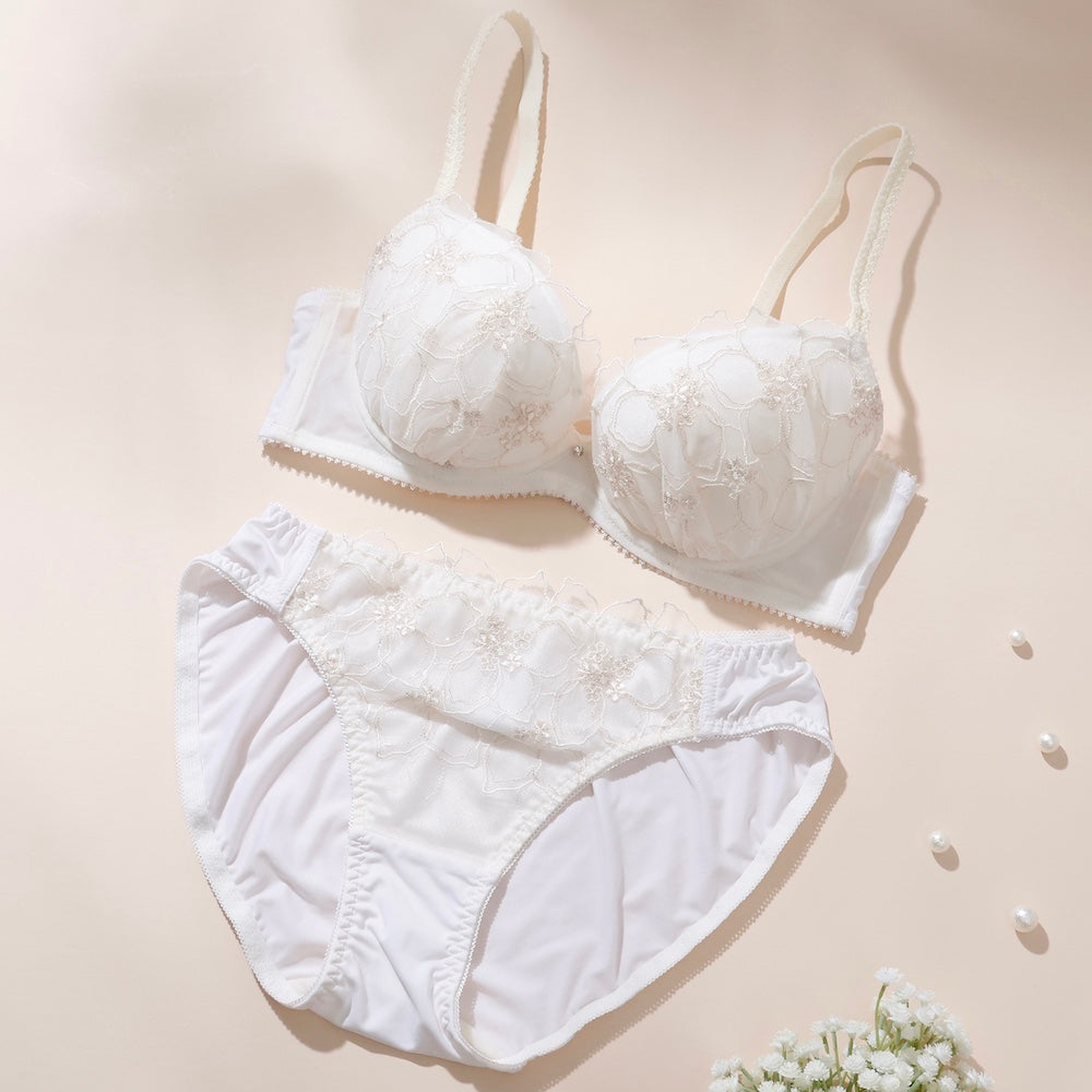 パリーゼ Palissee ペールフローラル3/4カップブラ＆ショーツ 【返品不可商品】 （アイボリー） アイボリー