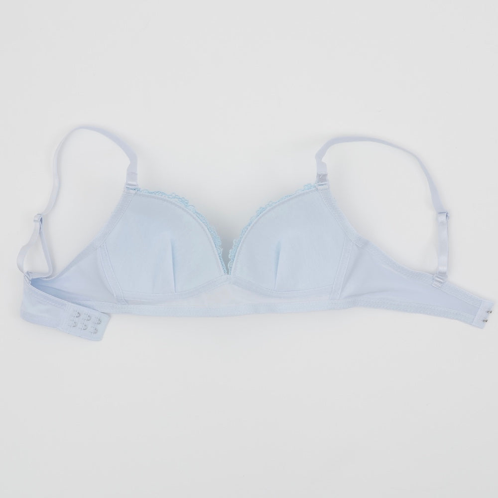 パリーゼ Palissee リボン刺しゅうノンワイヤーブラ＆ショーツ【返品不可商品】 （サックス） サックス