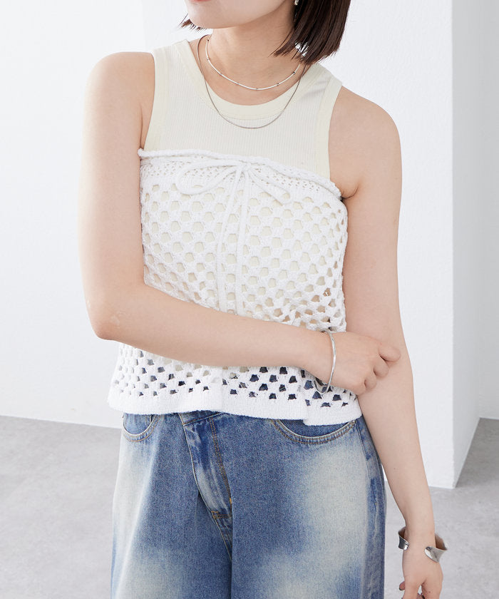 パル PAL 【mystic】スクエアクロシェミニスカート （offwhite） offwhite
