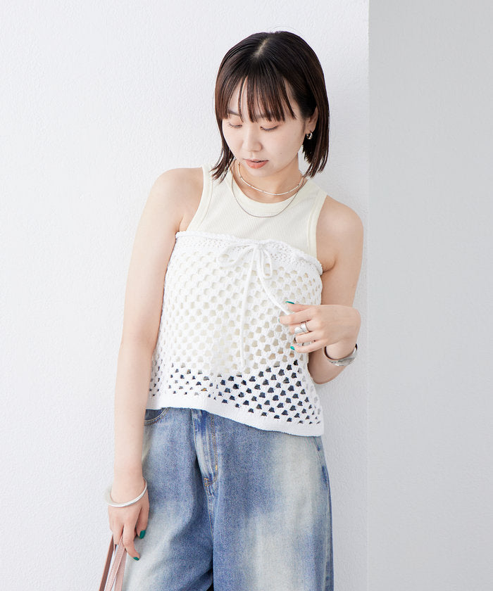 パル PAL 【mystic】スクエアクロシェミニスカート （offwhite） offwhite