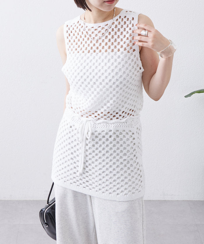 パル PAL 【mystic】スクエアクロシェミニスカート （offwhite） offwhite