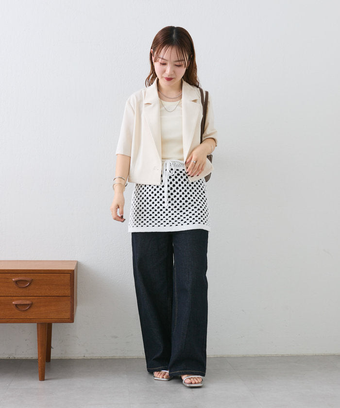 パル PAL 【mystic】スクエアクロシェミニスカート （offwhite） offwhite