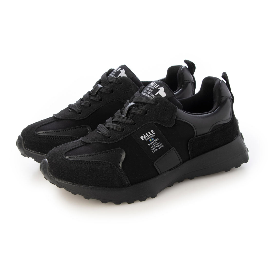 ポレ PALLE 軽量 ジャーマントレーナータイプ レースアップ スニーカー レディース （ブラック） ブラック