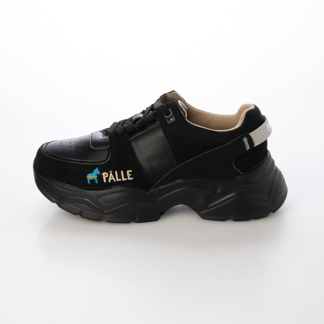 ポレ PALLE 厚底ダッドソール レースアップ スニーカー レディース （ブラック） ブラック