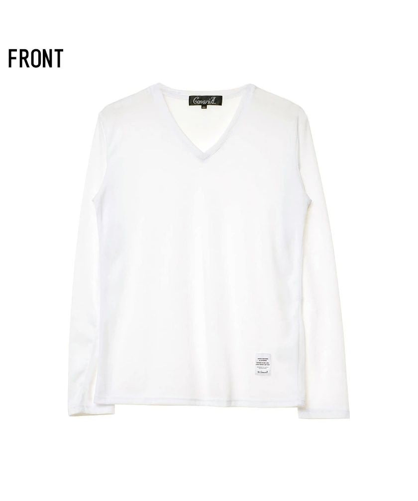 キャバリア CavariA CavariA カラー無地Vネック長袖Tシャツ メンズ 長袖 無地 ロンt 長袖Tシャツ シンプル トップス ブランド 黒 白 紺 ブラック グレー ホワイト