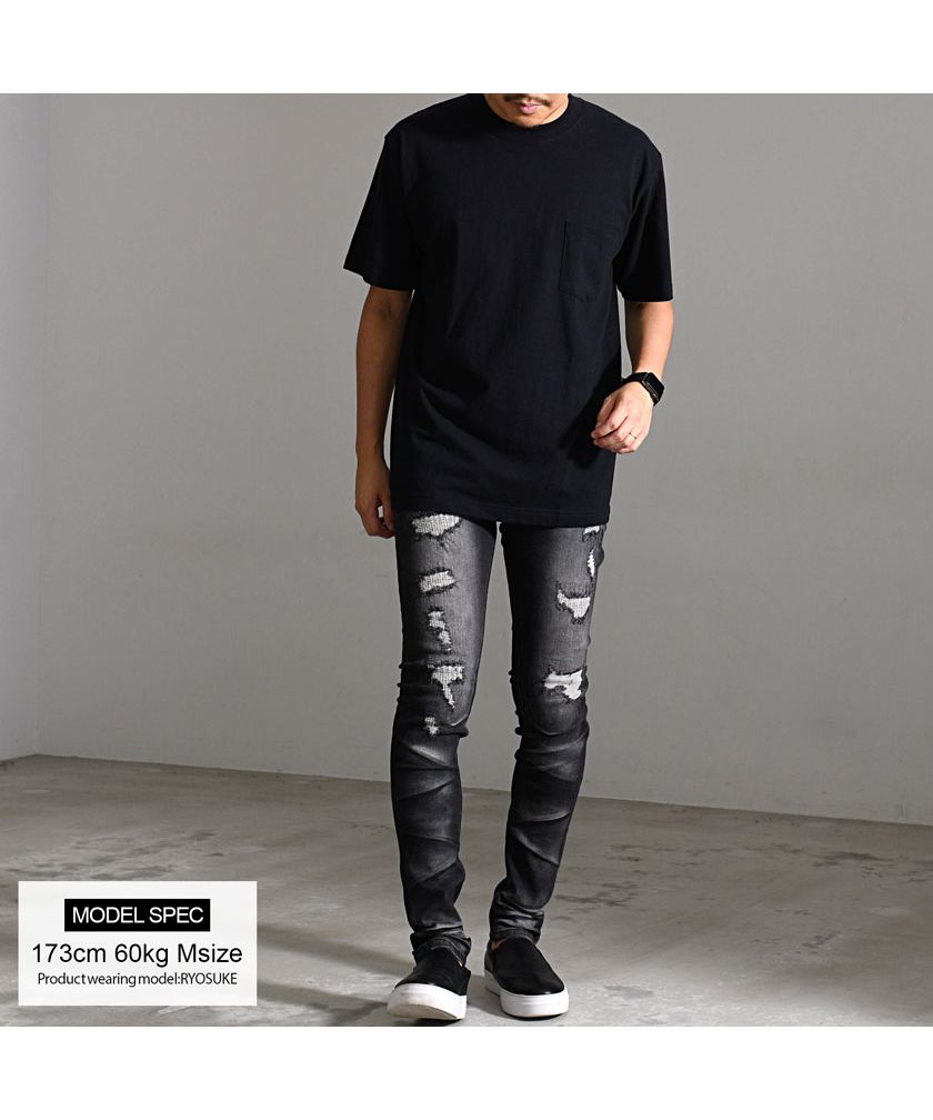 キャバリア CavariA CavariA リペア加工スキニーデニムパンツ
