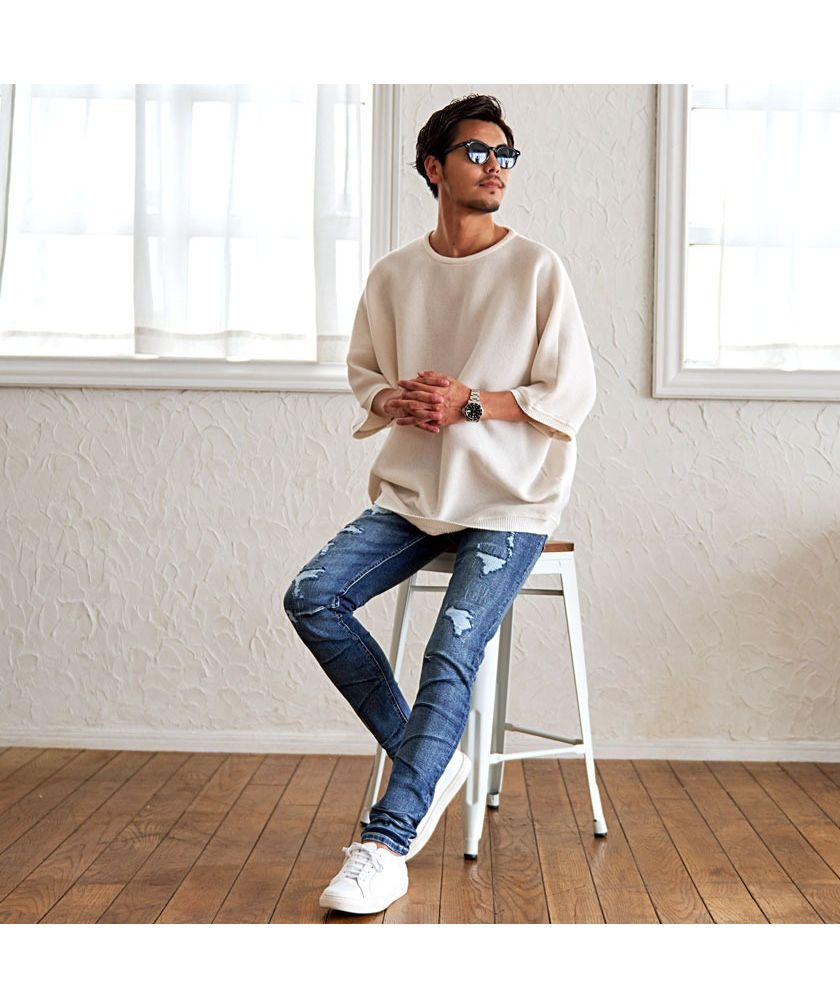 キャバリア CavariA CavariA リペア加工スキニーデニムパンツ