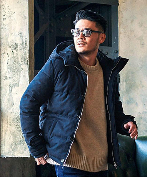 キャバリア CavariA CavariA【キャバリア】フード付きダウンジャケット,NAVY(ネイビー)