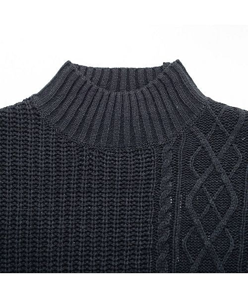 キャバリア CavariA CavariA【キャバリア】ケーブル編み切替ボトルネック長袖ニットソー