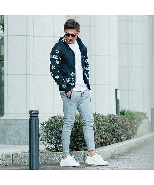 Cavalier CavariA CavariA Cavalier Pants Men's Skinny Pants Rib Pants Sweat Slim Fit Skinny Slim Water-Repellent black white gray M L Street