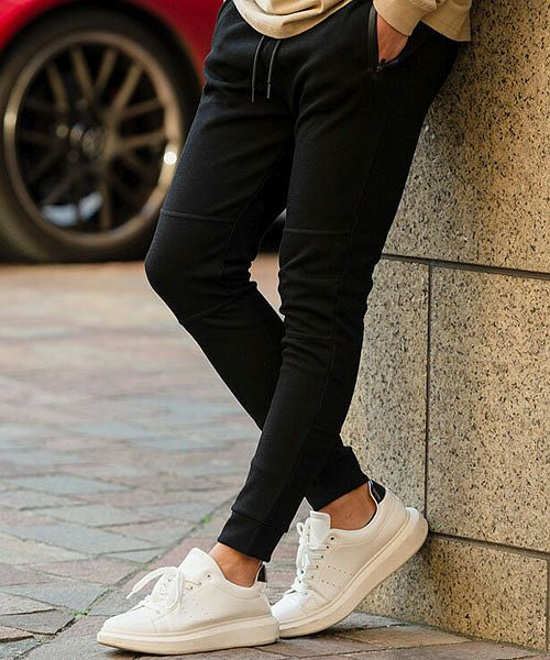 Cavalier CavariA CavariA Cavalier Pants Men's Skinny Pants Rib Pants Sweat Slim Fit Skinny Slim Water-Repellent black white gray M L Street