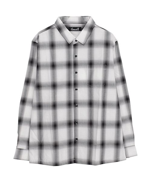 キャバリア CavariA CavariA ルーズシルエットオンブレチェックシャツ ビックシルエット （BLK(ブラック)） BLK(ブラック)