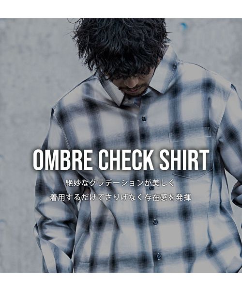 キャバリア CavariA CavariA ルーズシルエットオンブレチェックシャツ ビックシルエット （BLK(ブラック)） BLK(ブラック)