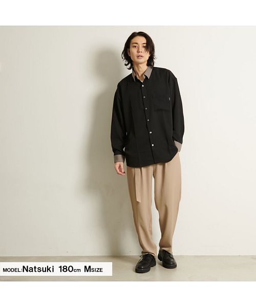 キャバリア CavariA CavariA ベルト付きワイドパンツ メンズ スラックス ベルト付き ストレッチ 伸縮性 ワイドパンツ イージーパンツ 大人 きれいめ きれい目  M L ト （D.GRY(ダークグレー)） D.GRY(ダークグレー)