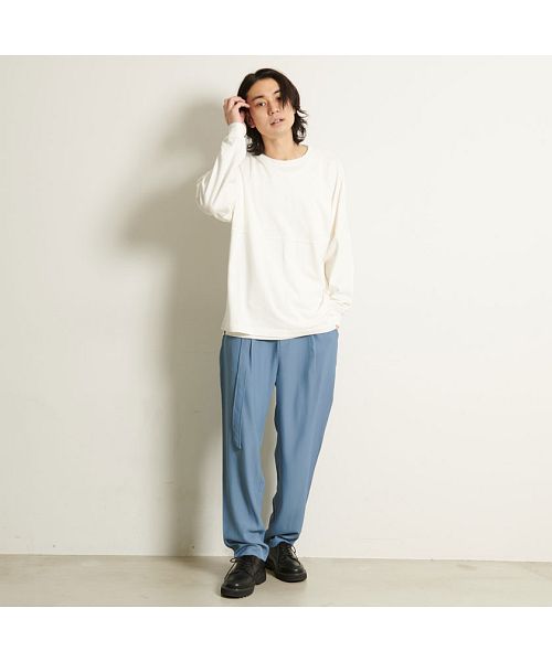 キャバリア CavariA CavariA ベルト付きワイドパンツ メンズ スラックス ベルト付き ストレッチ 伸縮性 ワイドパンツ イージーパンツ 大人 きれいめ きれい目  M L ト （D.GRY(ダークグレー)） D.GRY(ダークグレー)