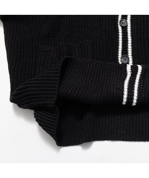 キャバリア CavariA CavariA ライン入りビッグシルエット長袖ボタンカーディガン メンズ ブランド ライン ボタン ストレッチ 長袖 伸縮性 トップス オーバーサイズ 羽織 韓