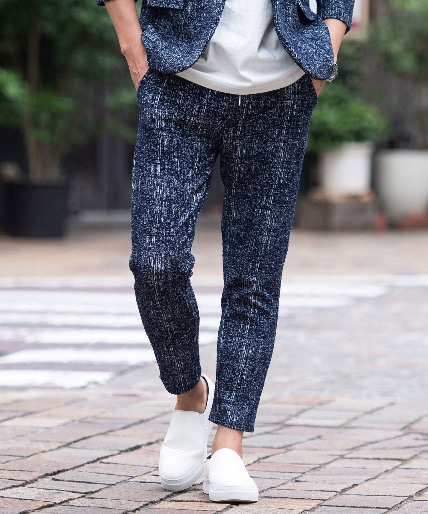 キャバリア CavariA CavariA モザイクチェックアンクルパンツ イージーパンツ セットアップ可 （70(NAVY/ネイビー)） 70(NAVY/ネイビー)
