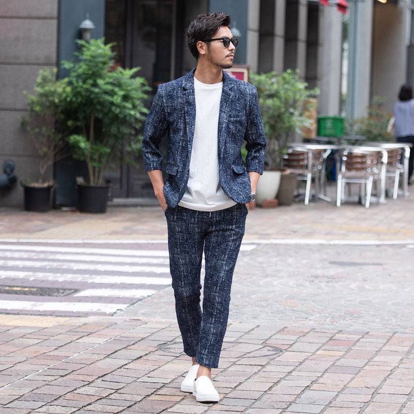 キャバリア CavariA CavariA モザイクチェックアンクルパンツ イージーパンツ セットアップ可 （70(NAVY/ネイビー)） 70(NAVY/ネイビー)