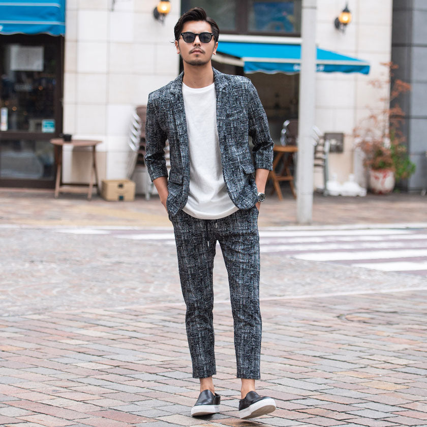 キャバリア CavariA CavariA モザイクチェックアンクルパンツ イージーパンツ セットアップ可 （70(NAVY/ネイビー)） 70(NAVY/ネイビー)