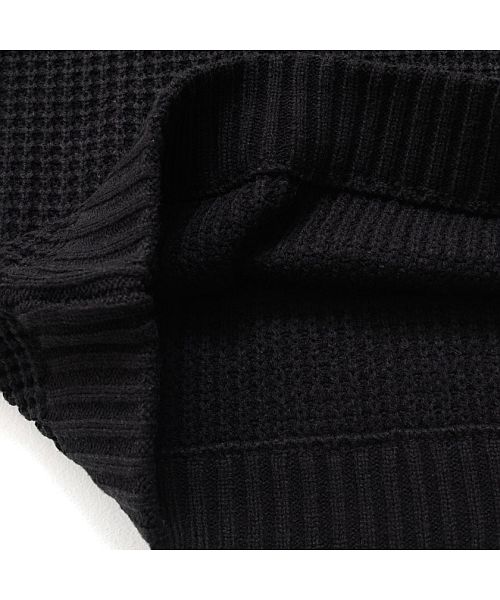 キャバリア CavariA CavariA ヘヴィーウェイトクルーネック長袖ビッグワッフルニット メンズ ワッフルニット  秋 冬 秋服 冬服 ワッフル編み アクリル クルーネック セータ