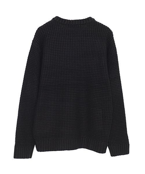 キャバリア CavariA CavariA ヘヴィーウェイトクルーネック長袖ビッグワッフルニット メンズ ワッフルニット  秋 冬 秋服 冬服 ワッフル編み アクリル クルーネック セータ