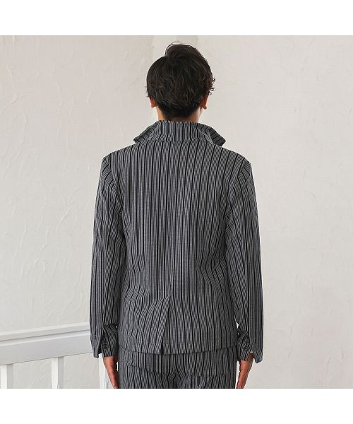 キャバリア CavariA CavariA ワイヤー入りイタリアンカラーストレッチジャケット メンズ セットアップ可 綿 伸縮性 テレワーク リモートワーク ストレッチ ストライプ 秋 冬 （90(BLK/ブラック)） 90(BLK/ブラック)