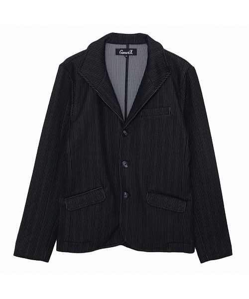 キャバリア CavariA CavariA ワイヤー入りイタリアンカラーストレッチジャケット メンズ セットアップ可 綿 伸縮性 テレワーク リモートワーク ストレッチ ストライプ 秋 冬 （90(BLK/ブラック)） 90(BLK/ブラック)