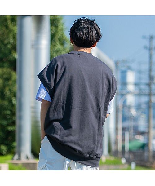 キャバリア CavariA CavariA USAコットン裏毛スウェットベスト×半袖Tシャツセット メンズ ベスト USAコットン 2枚セット ブランド おしゃれ 大人 カジュアル 重ね着