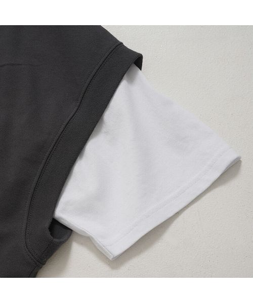 キャバリア CavariA CavariA USAコットン裏毛スウェットベスト×半袖Tシャツセット メンズ ベスト USAコットン 2枚セット ブランド おしゃれ 大人 カジュアル 重ね着