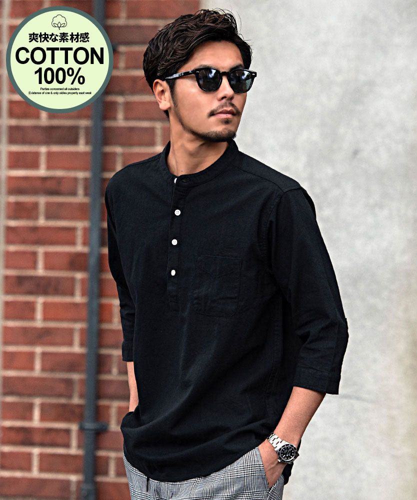 キャバリア CavariA CavariA パナマバンドカラーカプリ7分袖シャツ （BLK(ブラック)） BLK(ブラック)